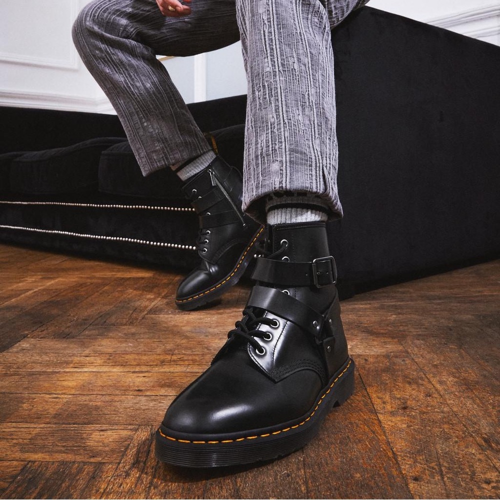 CRISTOFOR LEATHER HARNESS LACE UP BOOTS - Picture 2 of 11